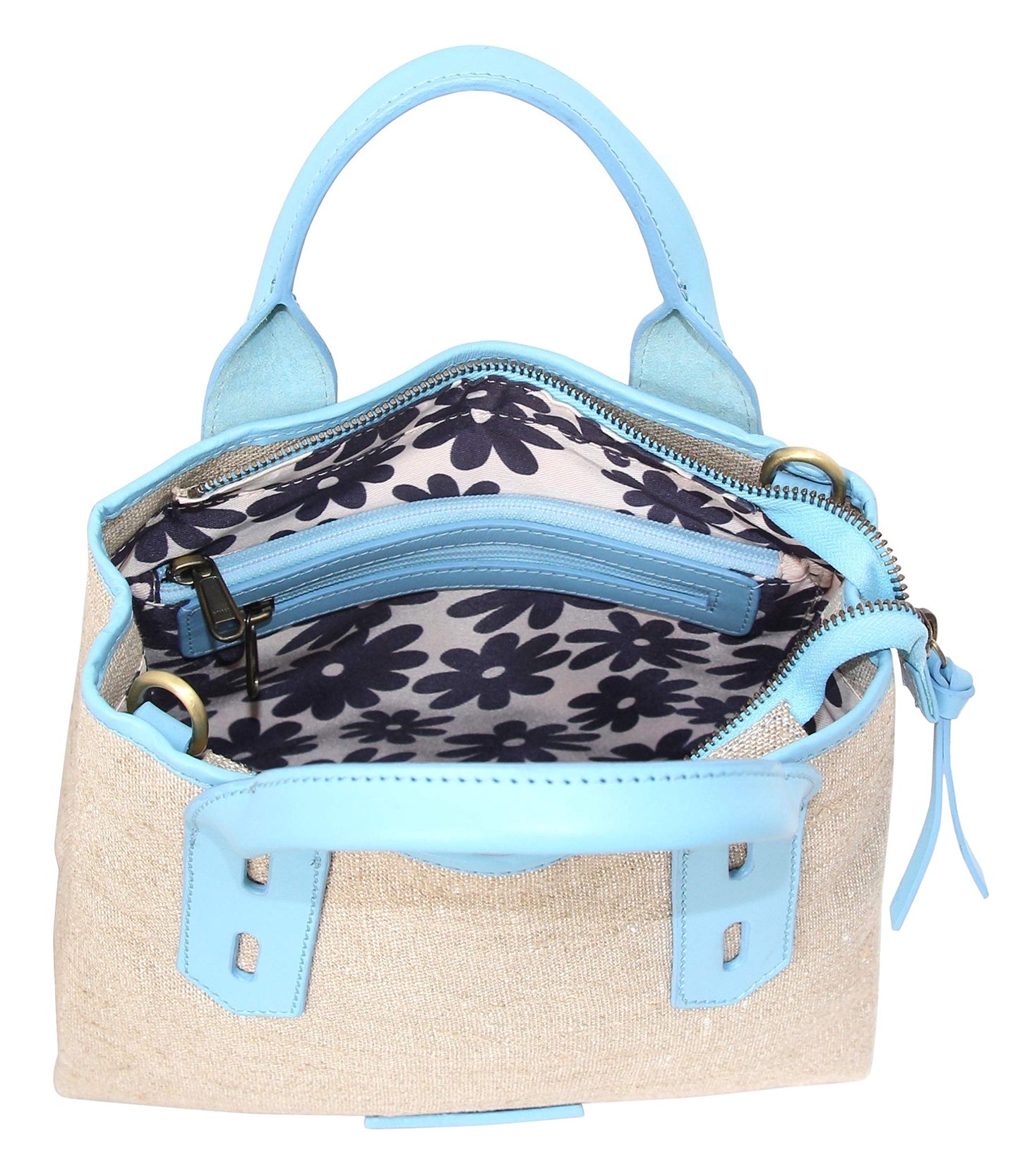Alisha Linen/Leather Crossbody Bag