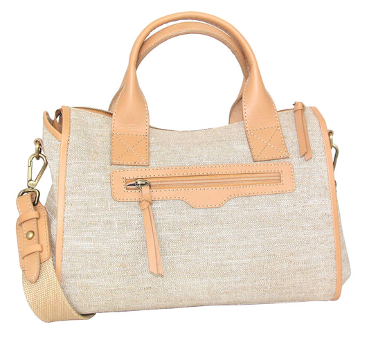 Britney Linen/Leather Satchel