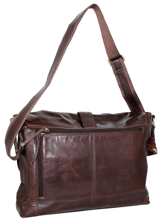 His Max Leather Messenger Bag