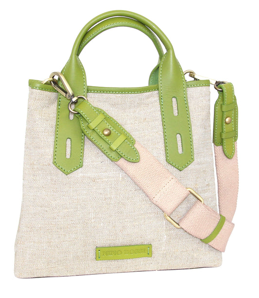 Alisha Linen/Leather Crossbody Bag