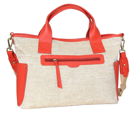 Delana Linen/Leather Tote
